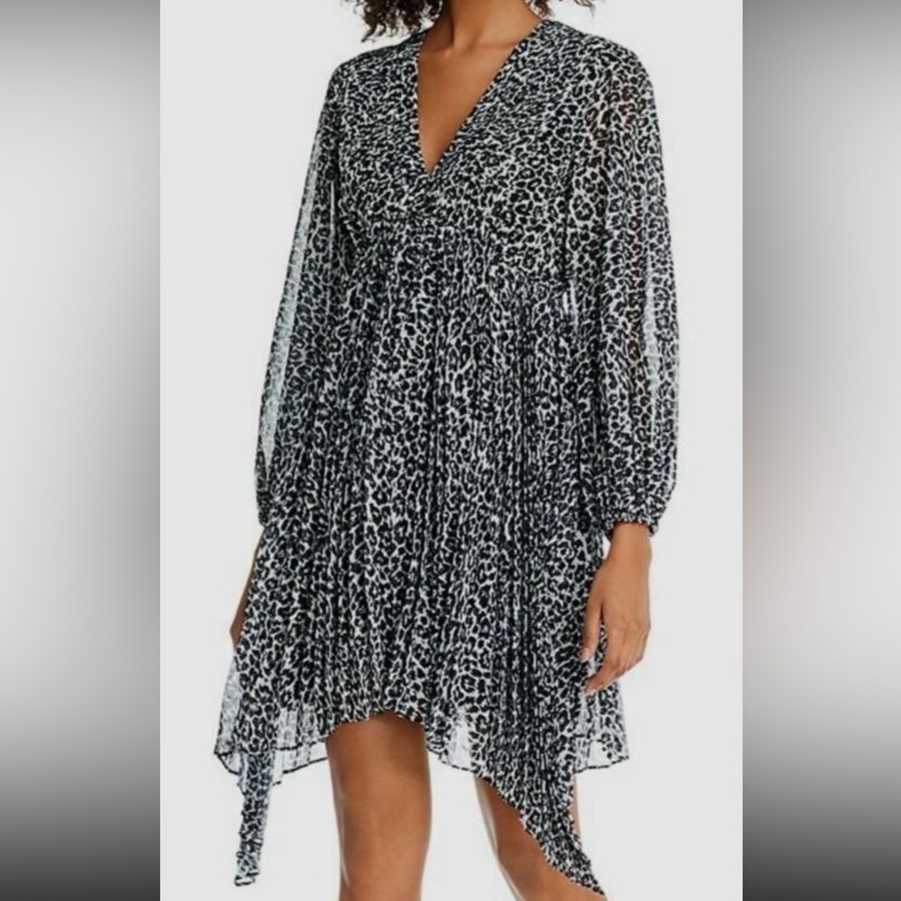The Kooples Black and White Asymmetrical Dress